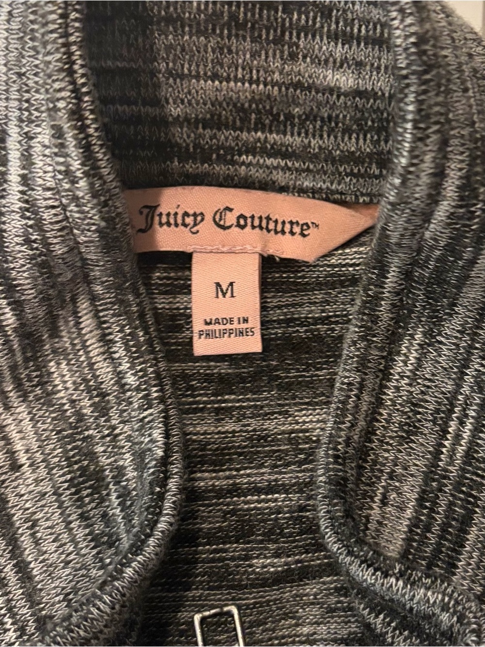 Juicy Couture Heathered Charcoal Knit Cardigan with rhinestone detail